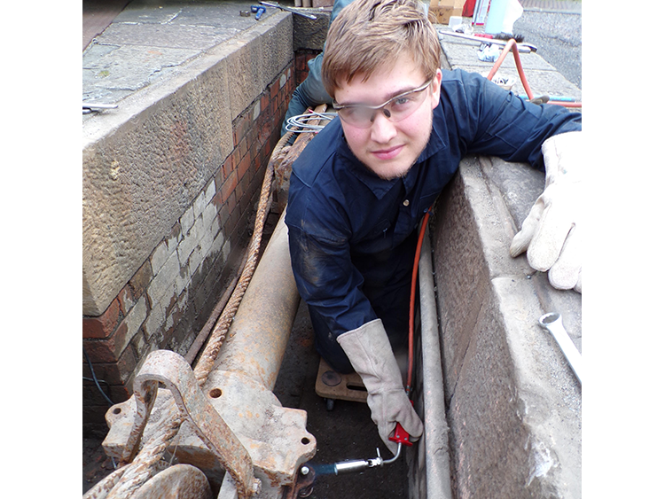 Hot work by Charlie, releasing a rusted stud